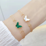 Butterfly Pendant Chain Bracelet Multi-layer Bead Charms for Women