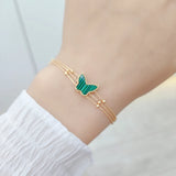 Butterfly Pendant Chain Bracelet Multi-layer Bead Charms for Women