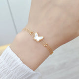 Butterfly Pendant Chain Bracelet Multi-layer Bead Charms for Women