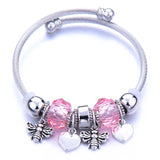 DIY Beaded Stainless Steel Bracelet with Heart Bee Wing Glass Bea