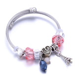 DIY Beaded Stainless Steel Bracelet with Heart Bee Wing Glass Bea