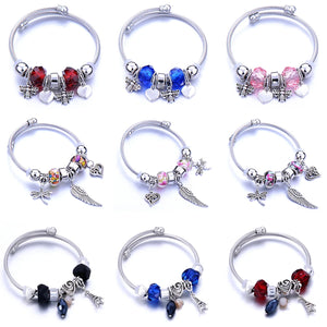 DIY Beaded Stainless Steel Bracelet with Heart Bee Wing Glass Bea