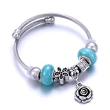 DIY Beaded Stainless Steel Bracelet with Heart Bee Wing Glass Bea