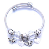 DIY Beaded Stainless Steel Bracelet with Heart Bee Wing Glass Bea