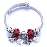 DIY Beaded Stainless Steel Bracelet with Heart Bee Wing Glass Bea