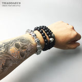 Fleur-de-lis Lily & Skull Bead Bracelet - Europe Style