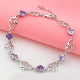 Women's Amethyst 925 Sterling Silver Charm Bracelet