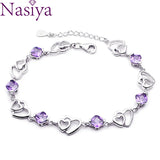 Women's Amethyst 925 Sterling Silver Charm Bracelet