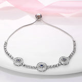 Evil Eye Zircon Bracelet 925 Sterling Silver Adjustable
