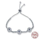 Evil Eye Zircon Bracelet 925 Sterling Silver Adjustable