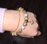 Crystal Heart Charm Bracelet for Women with Tassels