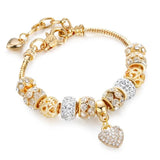 Crystal Heart Charm Bracelet for Women with Tassels