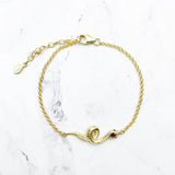 925 Silver Snake Chain Bracelet with Zirconia for Wife