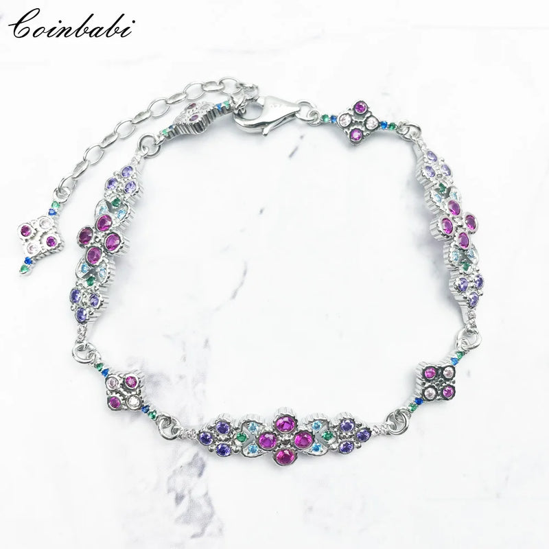 925 Silver Bracelet with Colorful Stones for Women