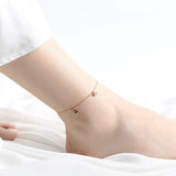 925 Sterling Silver Universe Planet Anklet Female Glazed Foot Anklet