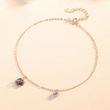 925 Sterling Silver Universe Planet Anklet Female Glazed Foot Anklet