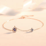 925 Sterling Silver Universe Planet Anklet Female Glazed Foot Anklet