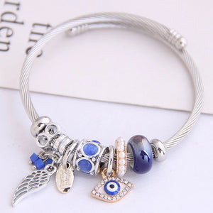 Evil Eye Bracelet Angel Wing Crown Owl Bear Charms Jewelry Making Accessories