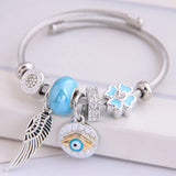 Evil Eye Bracelet Angel Wing Crown Owl Bear Charms Jewelry Making Accessories