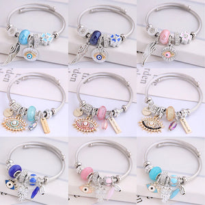 Evil Eye Bracelet Angel Wing Crown Owl Bear Charms Jewelry Making Accessories