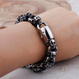 Skeleton Steel Bracelet Charm Punk Vintage Skull Stainless Large Jewelry
