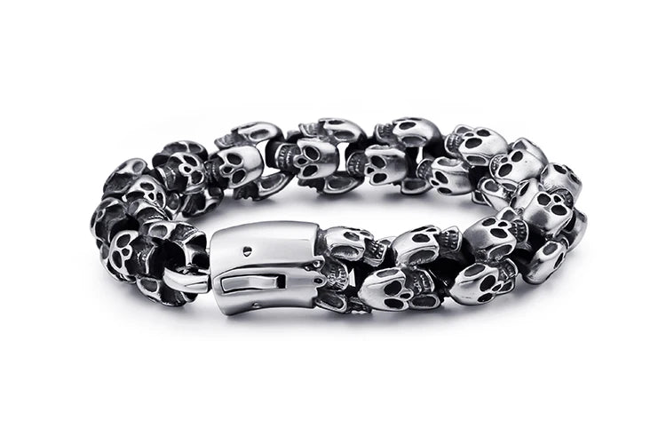 Skeleton Steel Bracelet Charm Punk Vintage Skull Stainless Large Jewelry