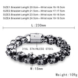 Skeleton Steel Bracelet Charm Punk Vintage Skull Stainless Large Jewelry