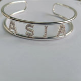 Personalized Crystal Name Bracelet with Stone Bar for Women Men