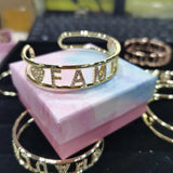 Personalized Crystal Name Bracelet with Stone Bar for Women Men