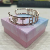 Personalized Crystal Name Bracelet with Stone Bar for Women Men