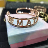 Personalized Crystal Name Bracelet with Stone Bar for Women Men