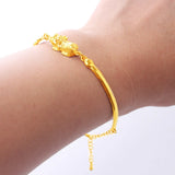 24k Gold Chain Bracelet for Women Wedding Charm Bangle