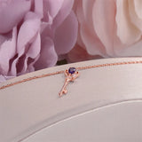 925 Silver Amethyst Crown Key Bracelet