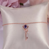 925 Silver Amethyst Crown Key Bracelet