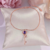 925 Silver Amethyst Crown Key Bracelet
