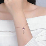 925 Silver Amethyst Crown Key Bracelet