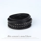 Vintage Real Leather Goth Jewelry Wrap Bracelet