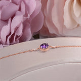 Amethyst Bracelet 925 Silver Rose Round Purple Gems CCHI035