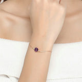 Amethyst Bracelet 925 Silver Rose Round Purple Gems CCHI035