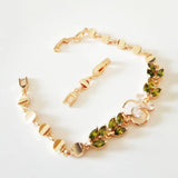 Rose 585 Jewelry OL Green Cubic Zircon Long Link Chain Cuff Bracelets