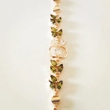 Rose 585 Jewelry OL Green Cubic Zircon Long Link Chain Cuff Bracelets