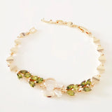 Rose 585 Jewelry OL Green Cubic Zircon Long Link Chain Cuff Bracelets