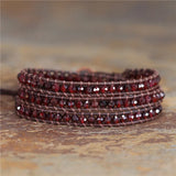 4MM Natural Stone 3 Strands Wrap Bracelets Multilayer Boho Leather Bracelet