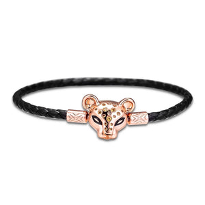 Leather Bracelet 925 Silver Lion Princess Clasp European Charms Beads DIY