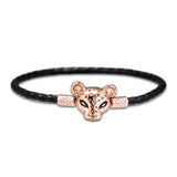 Leather Bracelet 925 Silver Lion Princess Clasp European Charms Beads DIY