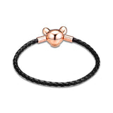 Leather Bracelet 925 Silver Lion Princess Clasp European Charms Beads DIY