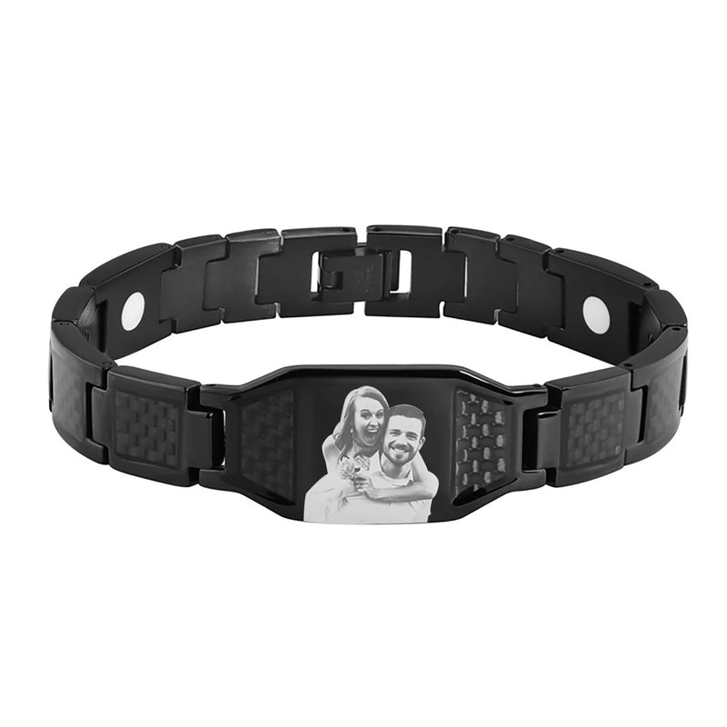 Custom Name and Photo Men Stainless Steel Bracelet