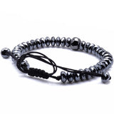 Macrame Rhombus Hematite Beads Bracelet Zircons Skull Weaving Mens Bracelet