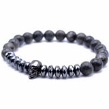 Macrame Rhombus Hematite Beads Bracelet Zircons Skull Weaving Mens Bracelet