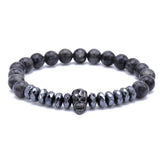 Macrame Rhombus Hematite Beads Bracelet Zircons Skull Weaving Mens Bracelet